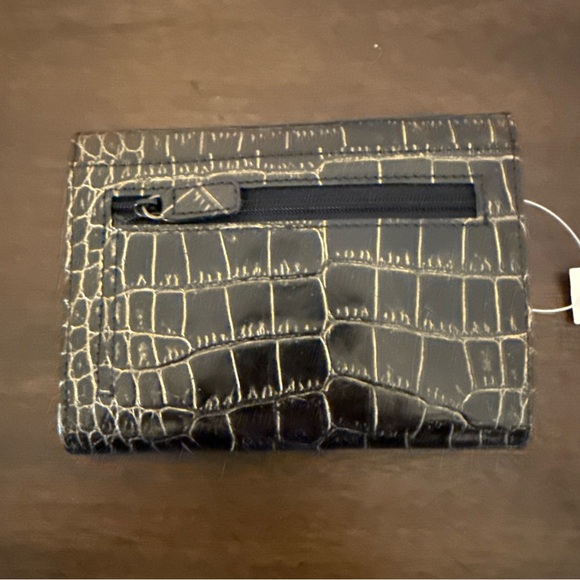 NWT Vintage Lauren Ralph Lauren Croc Embossed Wallet W Golden Hardware Black - Picture 4 of 8
